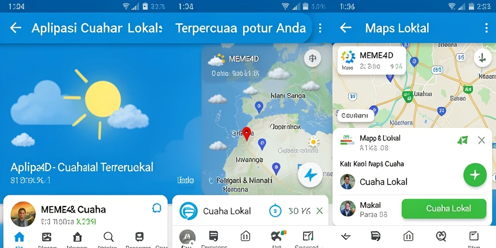 Screenshot menunjukkan antarmuka MEME4D dengan informasi cuaca lokal.