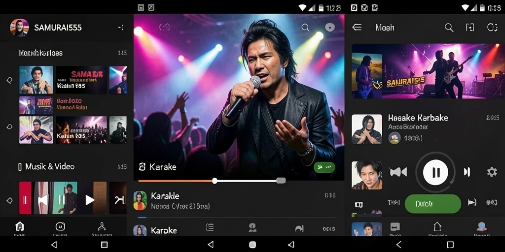 Tampilan antarmuka SAMURAI555 dengan fitur karaoke yang menarik.